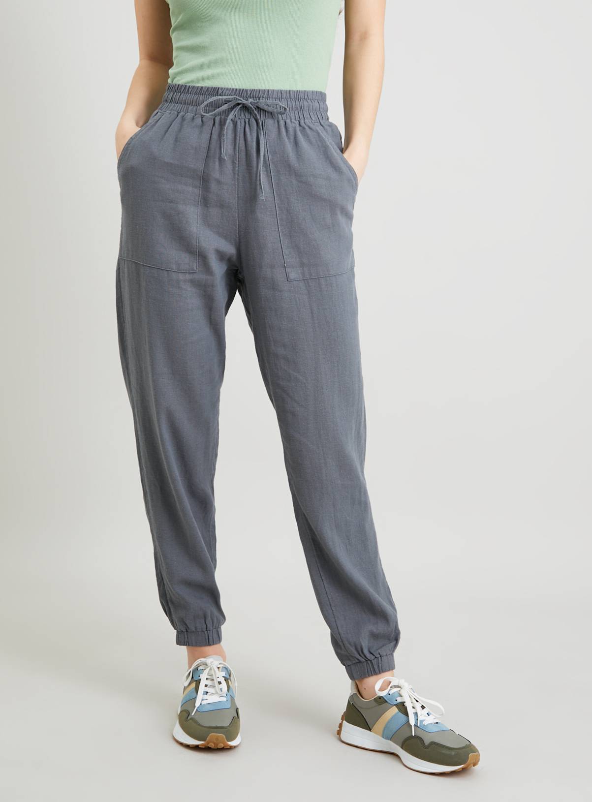 SKU: LINEN JOGGER:Dark Grey:24 - Image 1